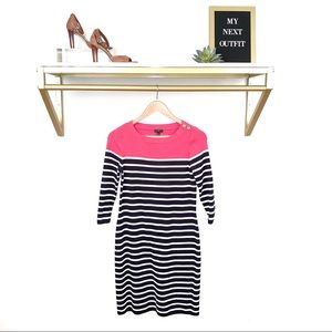 Talbots Striped Sweater Dress Pink Color Block
